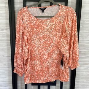 NWT Simply Vera peach rayon three-quarter sleeve blouse top size M
